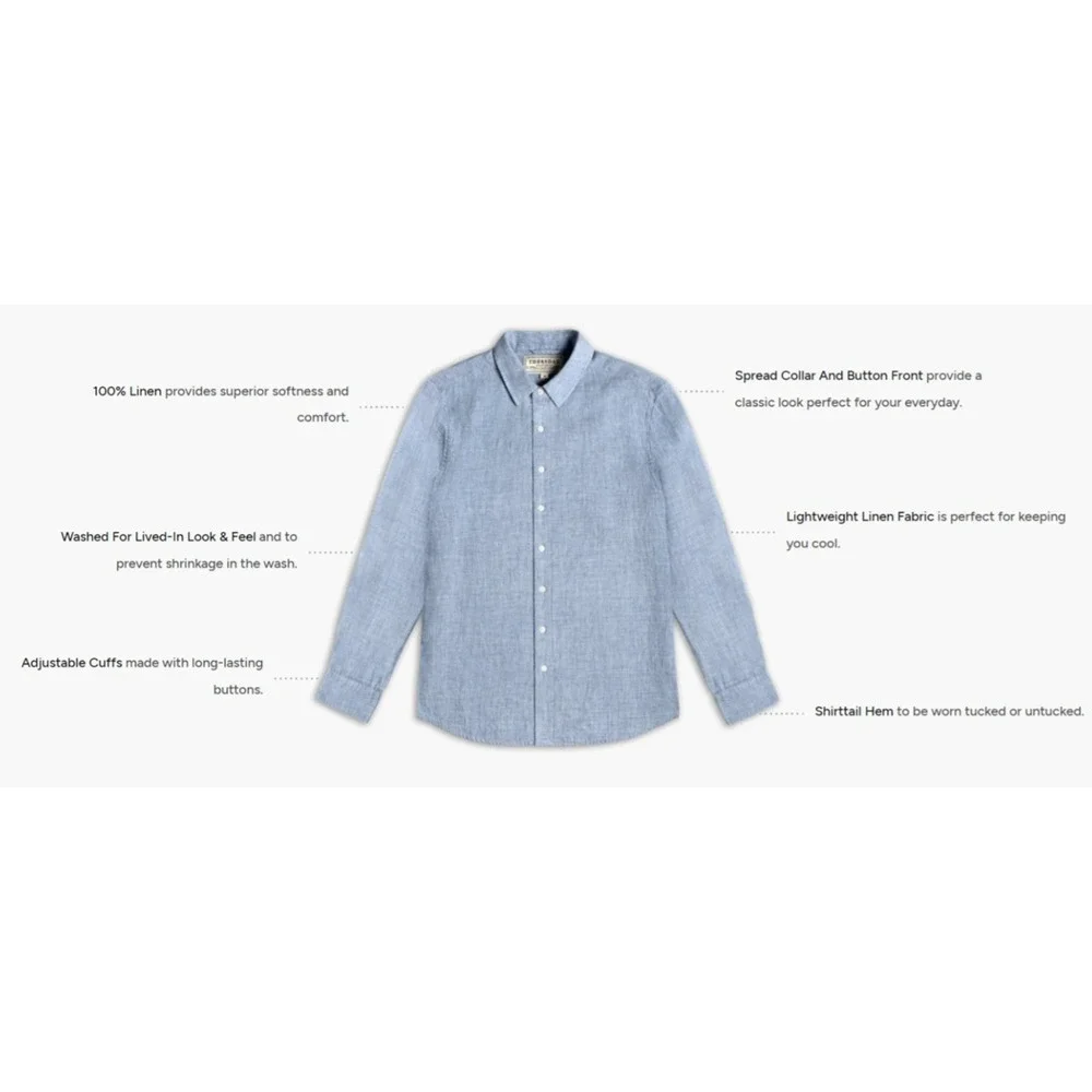 Thursday Boot Co. Linen Shirt Men's Size XL Blue Button Up Vacation Coastal - Picture 9 of 11